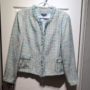 Reitmans Tweed Blazer - Blue and White